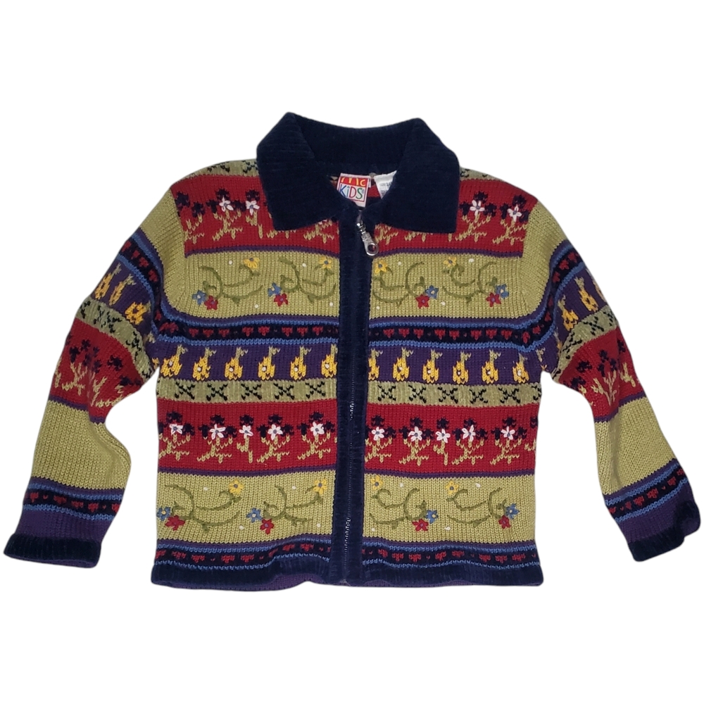 Vintage McKids Multicolor Knit Sweater Zip Baby Girls 24 Months